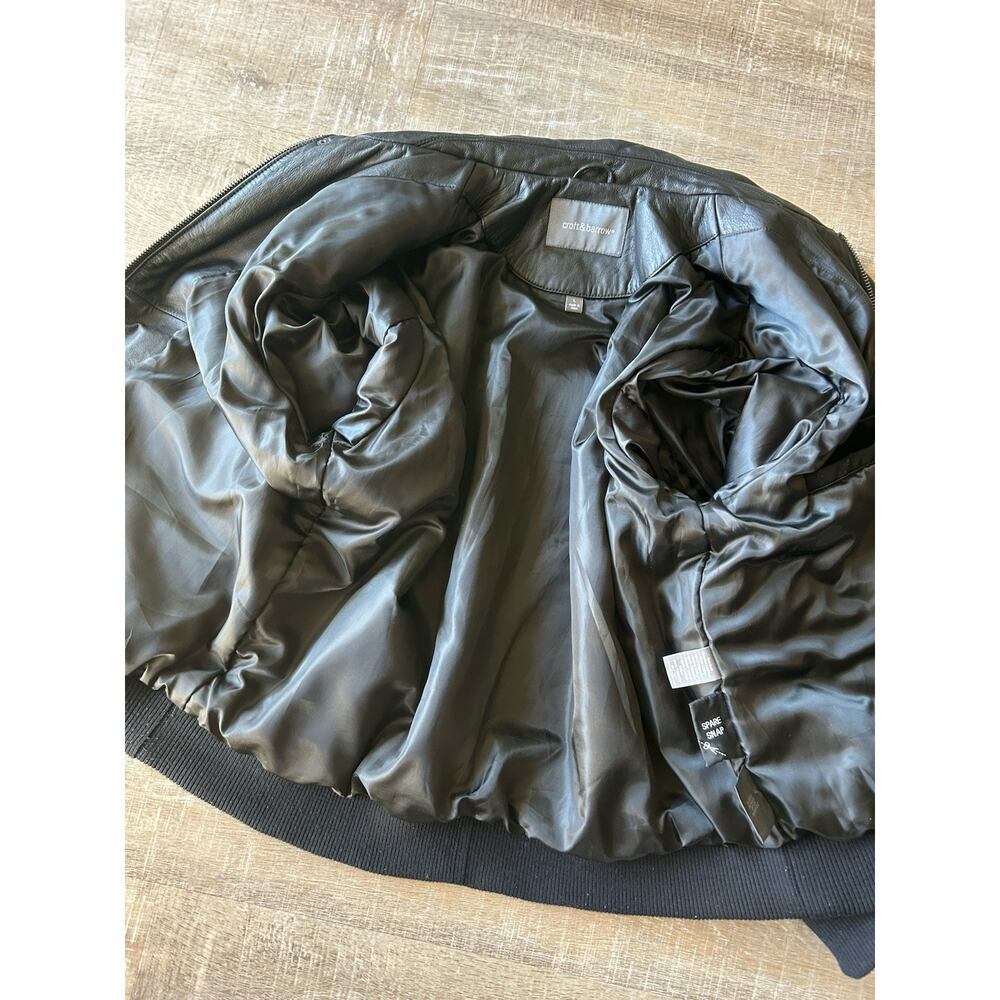 Leather Bomber Jacket Mens L Black Soft Buttery Flight Zip Croft & Barrow - Picture 7 of 15